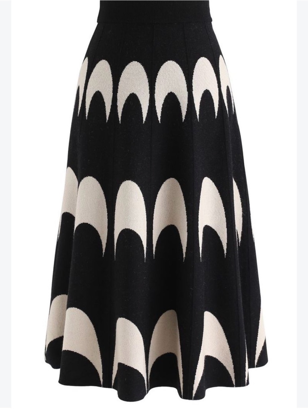 Gracia black and white geometric a-line midi skirt